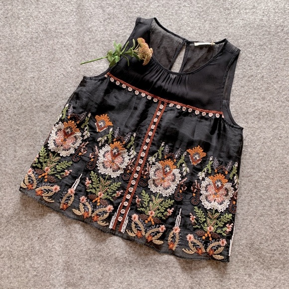 Anthropologie Floreat Beaded Embroidered Blouse - Picture 2 of 4